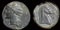 Carthage shekel Zugitania Carthage AE shekel head of horse right -