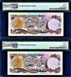 25 Dollars 1991 Cayman Islands 2 Consecutive  LOW Serial P-14 GEM UNC PMG 66 EPQ