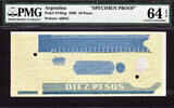10 Pesos 1889 Argentina  SPECIMEN PROOF Pick-S743sp CH UNC PMG 64 EPQ Rare !