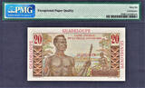 France 20 Francs 1947-49 Guadeloupe  ND Pick-33 GEM UNC PMG 66 EPQ