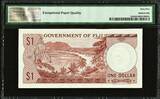 One Dollar 1971 FIJI QEII  ND LOW Serial A/4 000036 Pick-65b GEM UNC PMG 65 EPQ