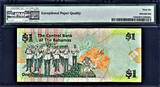 2008 $ 2008 Bahamas $1 LOW Serial 000007 Pick-71 GEM UNC PMG 66 EPQ