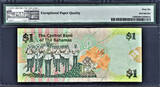 2008 $ 2008 Bahamas $1 LOW Serial 000009 Pick-71 GEM UNC PMG 66 EPQ