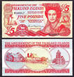 20 Pounds Falkland Islands 3 Notes 5, 10 &  2005-2011 QEII Pick-17, 18 & 19 UNC
