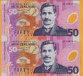 1999 New Zealand First Polymer UNCUT $50 Commemorative Pair UNC
