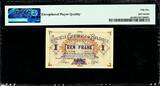 Franc 1918-06-10 Belgium One  WWI Pick-86b About UNC PMG 55 EPQ