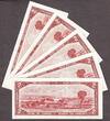Canada $2 x 5 Consecutive QEII Prefix J/R BC-38b Pick-76b Original UNC