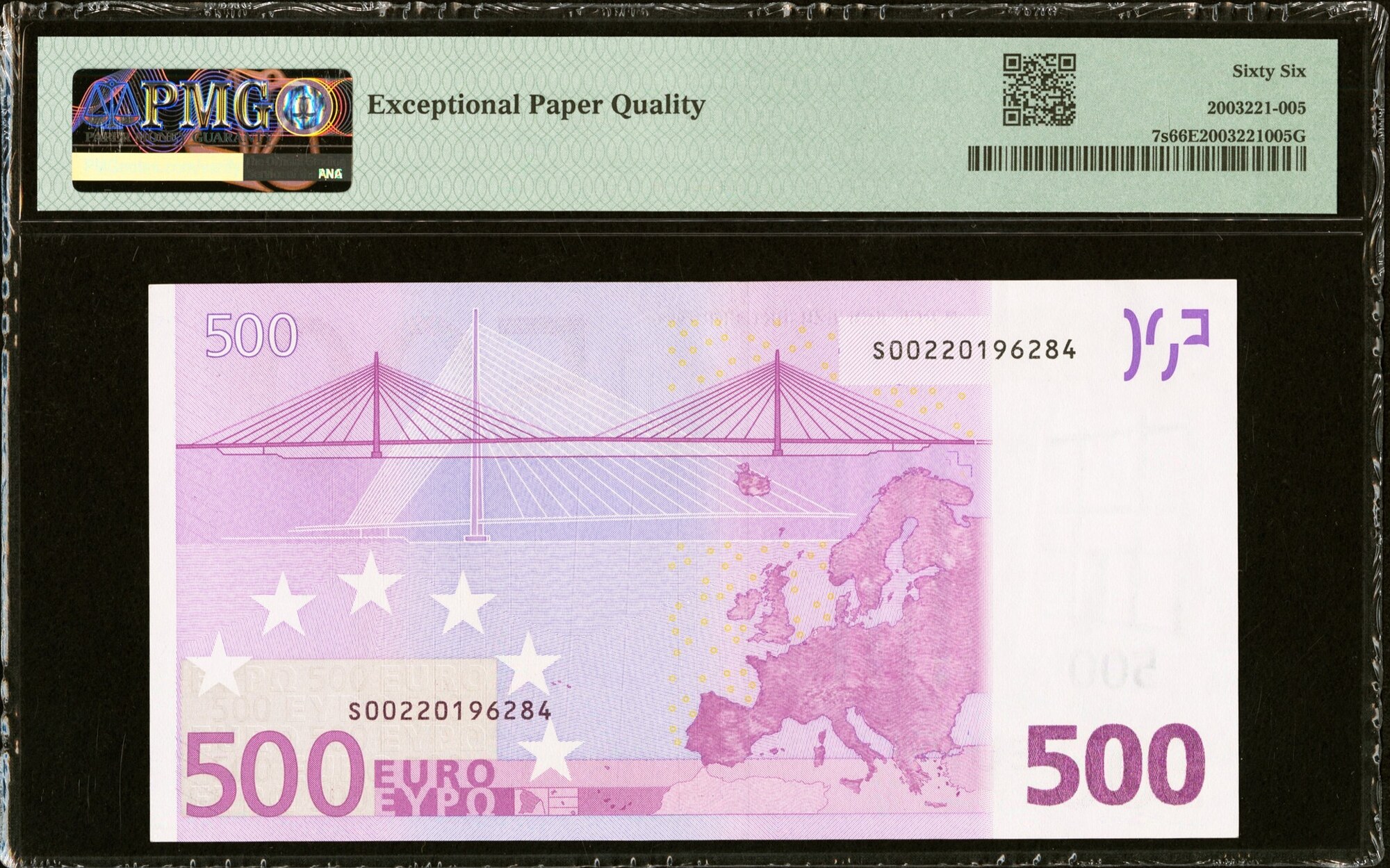 European Union ITALY 500 Euro 2002 Sign. Duisenberg Pick-7s GEM UNC PMG 66  EPQ