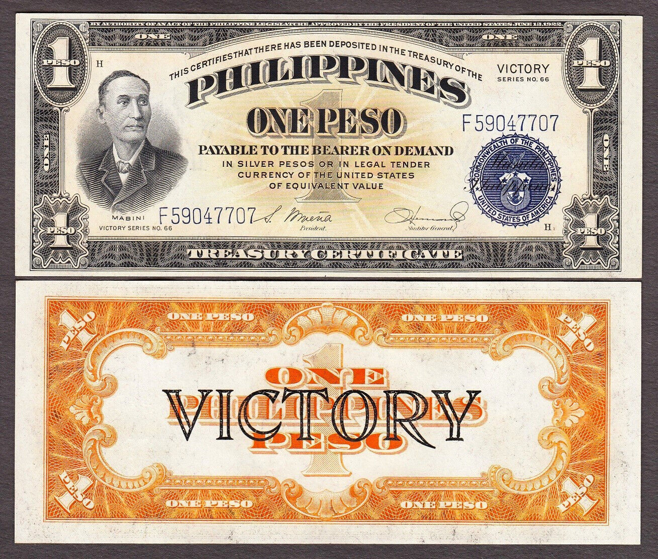 Peso 1944 Philippines One VICTORY SERIES Pick 94 Original From Pack UNC   E1780817516 Do 57 