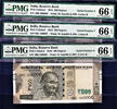500 Rupees 2016 India 1 X  LOW Serial 000006 / 000007 / 000009 GEM UNC PMG 66 EPQ