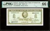 Ireland Northern Ireland One   Pick-245 GEM UNC PMG 66 EPQ Pound 1970 Northern Ireland One   Pick-245 GEM UNC PMG 66 EPQ