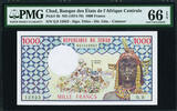 1000 Francs Chad ND Pick-3b GEM UNC PMG 66 EPQ -