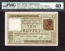 10 Rupees 1917-30 British India  Sign Denning Pick-6 Extremely Fine PMG 40