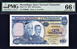 100 escudos Mozambique Low Serial 0000606 Pick-113 GEM UNC PMG 66 EPQ -