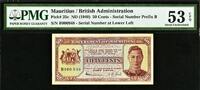 Mauritius 50 Cents Mauritius Pick-25c Serial B 000948 About UNC PMG 53 EPQ -