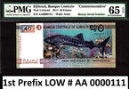 40 Francs Djibouti Commemorative LOW Serial AA 0000111 GEM UNC PMG 65 EPQ -