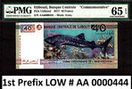 40 Francs Djibouti Commemorative LOW Serial AA 0000444 GEM UNC PMG 65 EPQ -