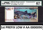 40 Francs Djibouti Commemorative LOW Serial AA 0000090 GEM UNC PMG 67 EPQ -