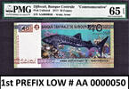 40 Francs Djibouti Commemorative LOW Serial AA 0000050 GEM UNC PMG 65 EPQ -