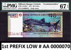 40 Francs Djibouti Commemorative LOW Serial AA 0000070 GEM UNC PMG 67 EPQ -