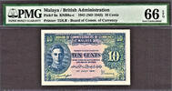 Malaysia 10 Cents Malaya - British Administration KGVI Pick-8a GEM UNC PMG 66 EPQ -