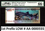 40 Francs Djibouti Commemorative LOW Serial AA 0000555 GEM UNC PMG 66 EPQ -