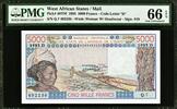 5000 Francs West African States Mali Letter D Pick-407Df GEM UNC PMG 66 EPQ -