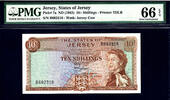UK (Great Britain) 10 Shilling Jersey QEII Pick-7a GEM UNC PMG 66 EPQ -