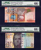 UK (Great Britain) 50 Rupees Scotland £10 & Seychelles MATCHING Low Sr AD 000008 GEM UNC PMG 66 EPQ -