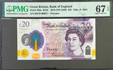 UK (Great Britain) 20 Pounds Great Britain Polymer LOW # 000071 P-396a SUP. GEM UNC PMG 67 EPQ -