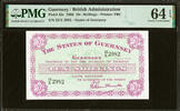 UK (Great Britain) 10 Shillings Guernsey Pick-42c CH UNC PMG 64 EPQ -