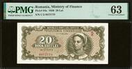 Romania Romania 20 Lei 1950 Pick-84a Ch UNC PMG 63 -