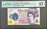 UK (Great Britain) 20 Pounds Great Britain Polymer LOW # 000073 P-396a SUP. GEM UNC PMG 67 EPQ -