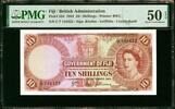 Fiji Fiji 10/- Shillings QEII 1964 Pick-52d AUNC PMG 50 EPQ -