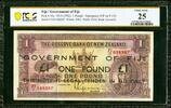 fiji Fiji 1 Pound Emergency Issue Ovpt on New Zealand ND 1942 P-45c Very Fine PCGS 25 -
