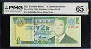 Fiji Fiji $2 Commemorative 2000 FANCY Serial 2K - 888444 Pick-102a GEM UNC PMG 65 EPQ -