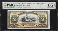 Ecuador  Ecuador 2 Sucres SPECIMEN 2.1.1911 Pick-S157s GEM UNC PMG 65 EPQ  1,399.00 US$  +  29.99 US$ shipping
