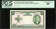 Malta  Malta / British 10 Shillings 1949 (ND 1951) Pick-21 CH UNC PCGS 64  325.00 US$  +  14.99 US$ shipping