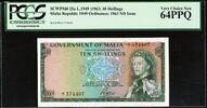 Malta  Malta 10 Shillings 1949 (ND 1963) Pick-25a CH UNC PCGS 64 EPQ  499.00 US$  +  29.99 US$ shipping