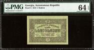 Georgia  Georgia Autonomous Republic 3 Rubles 1919 Pick-8 CH UNC PMG 64 ... 149.99 US$  +  14.99 US$ shipping