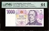 Czech Republic  Czech Republic 1000 Korun 1996 Prefix-C Pick-15a CH UNC ... 325.00 US$  +  14.99 US$ shipping