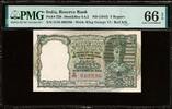 British India 5 Rupees ND (1943) RED Serial KGVI Pick-23b GEM UNC PMG 66 EPQ