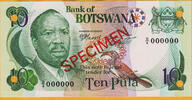 Botswana Botswana   SPECIMEN Pick-4s2 Prefix D/4 UNC 10 Pula 1976 unz