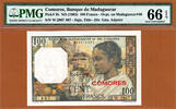 100 Francs Comoros / Madagascar Pick-3b GEM UNC PMG 66 EPQ -