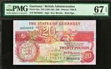 UK (Great Britain) 20 Pounds Guernsey ND Pick-55a SUPERB GEM UNC PMG 67 EPQ -