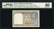 India Rupee British India One RED SERIAL Pick-25b Extremely Fine PMG 40 -