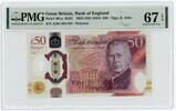 Great Britain / England £50 Pounds 2024 King Charles, First Prefix, Low number AJ01 000129 PMG 67 EPQ