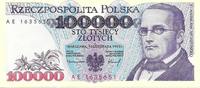 POLAND / POLEN 100 000 zlotych Series AE. GRADE UNC. -