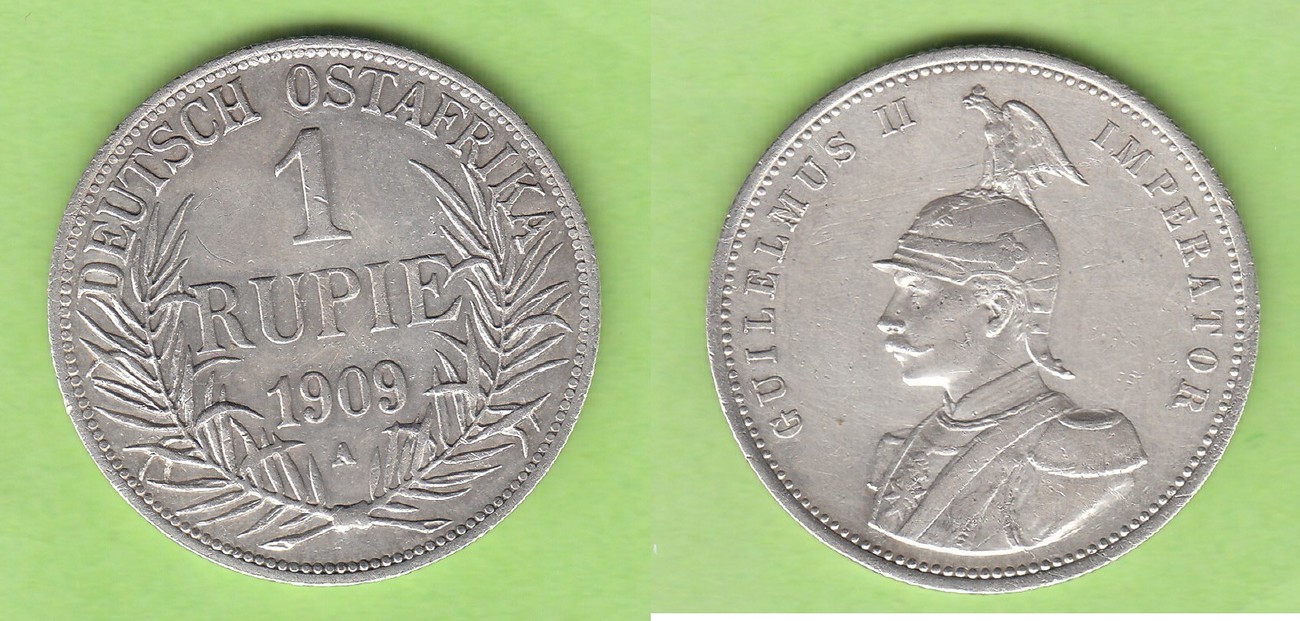 1 rupie 1909 a deutsch-ostafrika der seltenste jahrgang dieses
