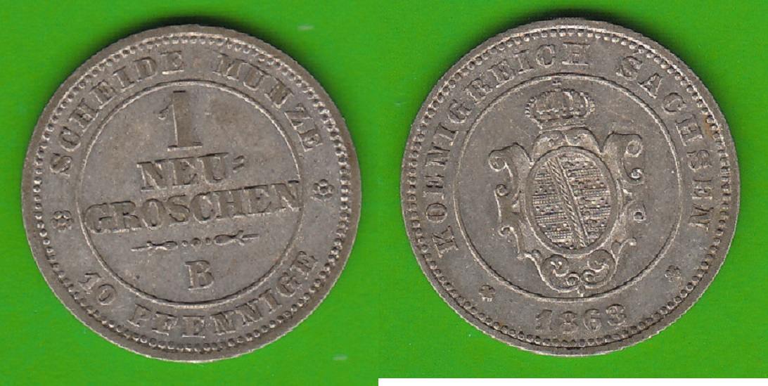 Sachsen 1 Neugroschen 1863 VF+ / VF-EF | MA-Shops